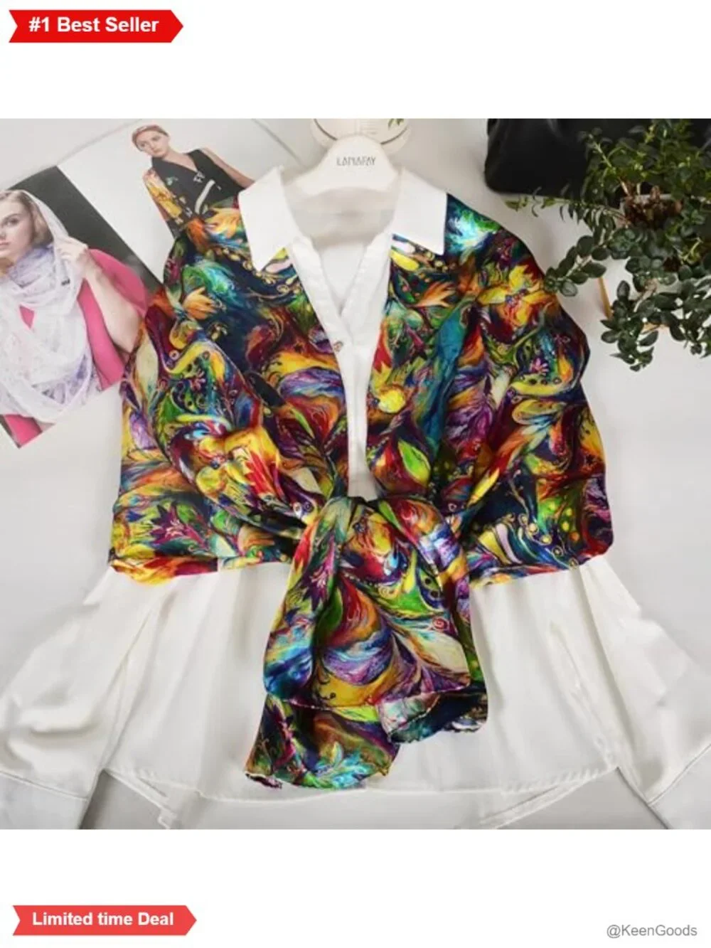 100% Mulberry Silk Scarf Wrap Women Long Shawl 67x20 Floral